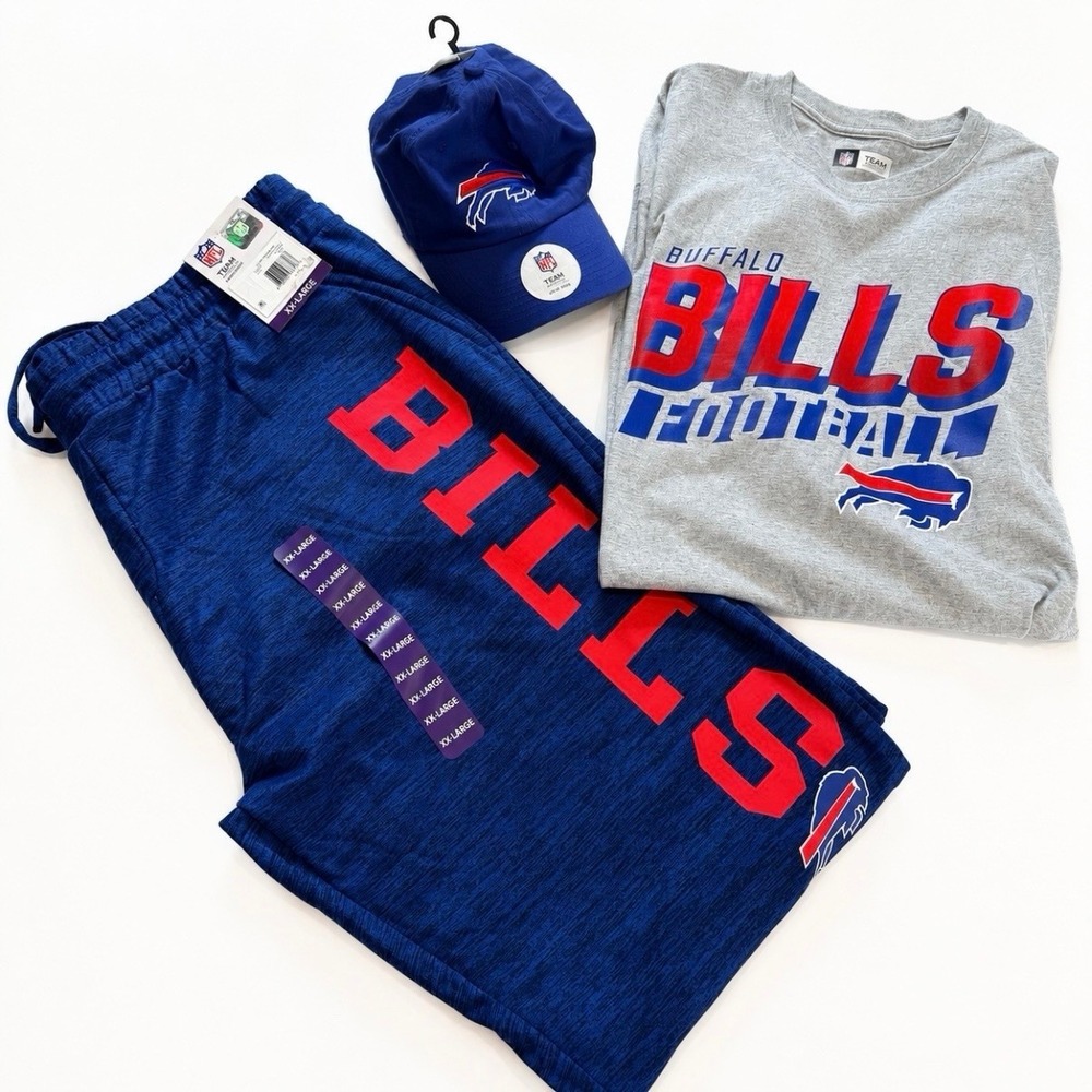Buffalo Bills Men's 2XL Outfit Bundle T-Shirt Pants Hat NWT NFL Team Apparel
